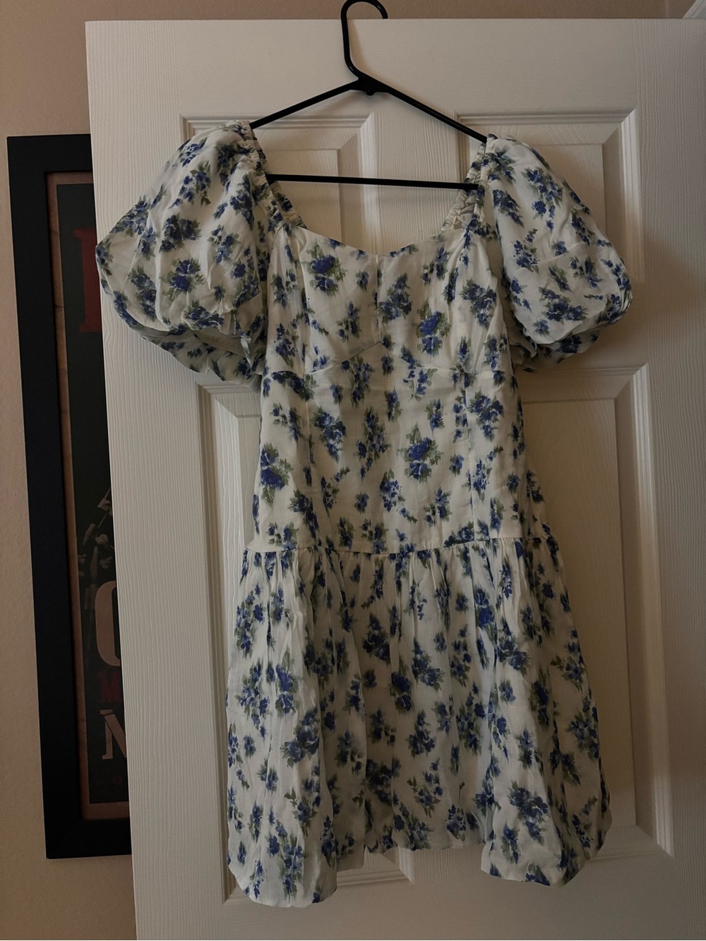 Mommy & Me Blue Floral Puff Sleeve Mini Dress